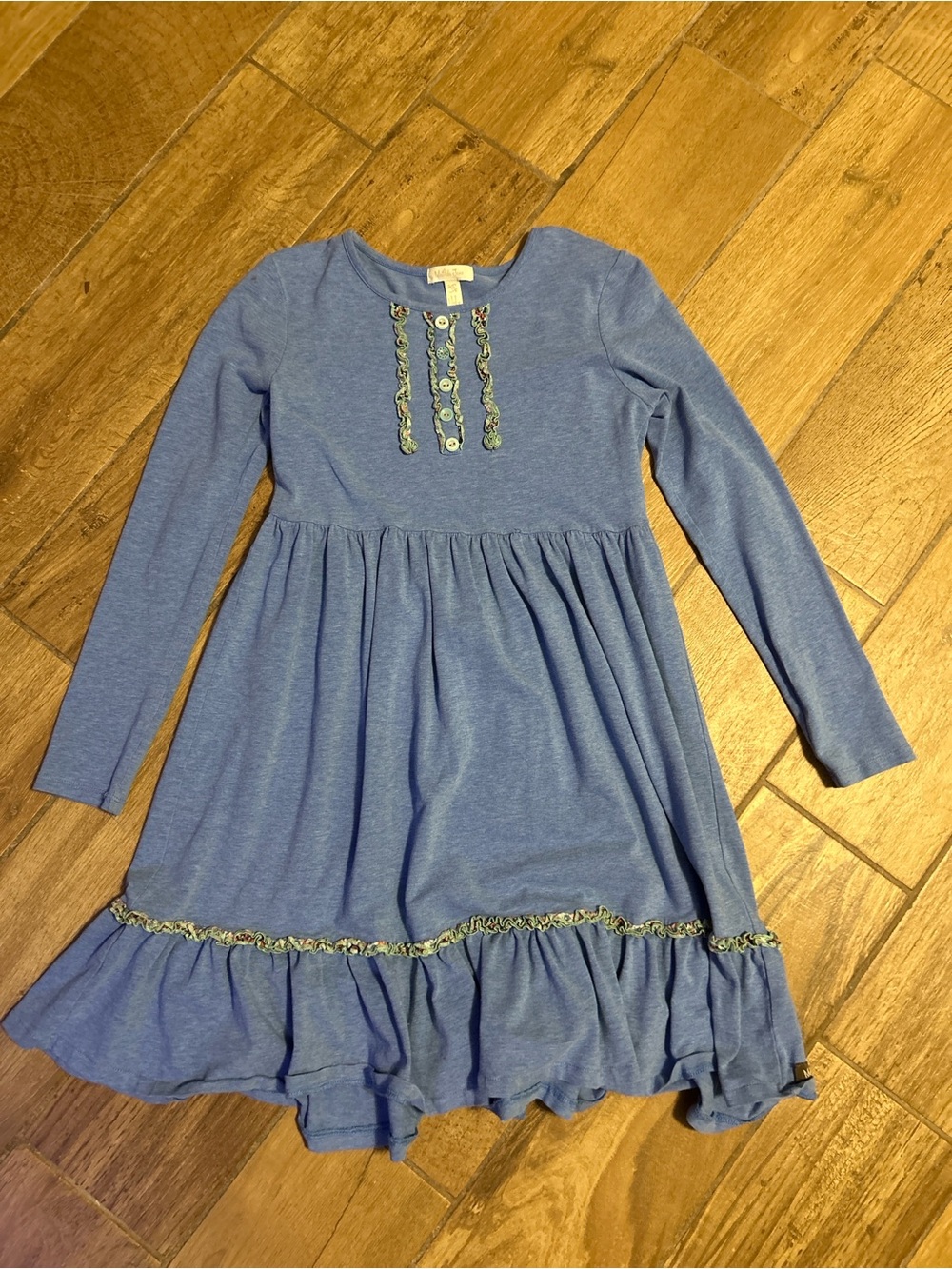 Matilda Jane Blue Long Sleeve Ruffle Trim Dress